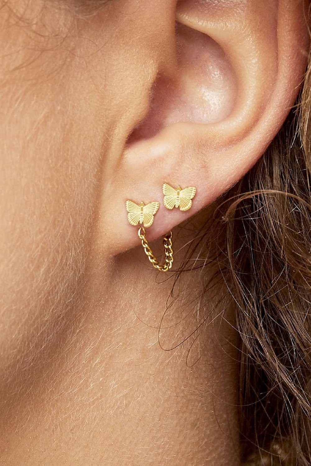 Earrings Fly Gold Color Stainless Steel Picture2