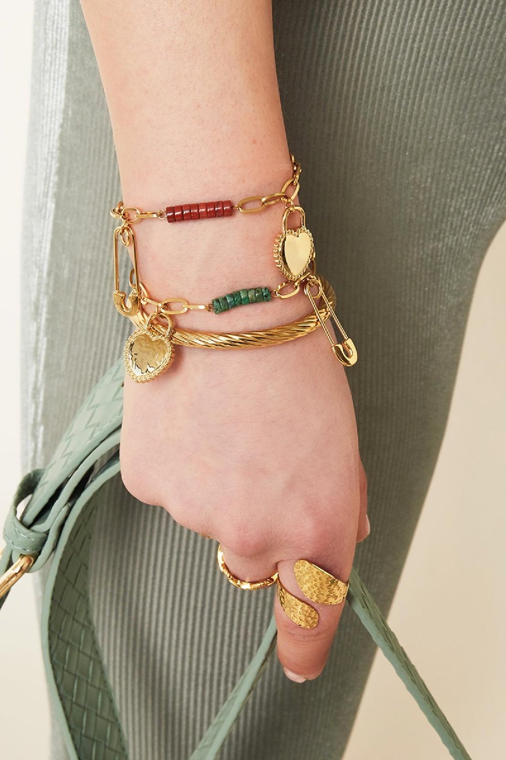 Bracelet Pendants and beads Vert Acier inoxydable Image2