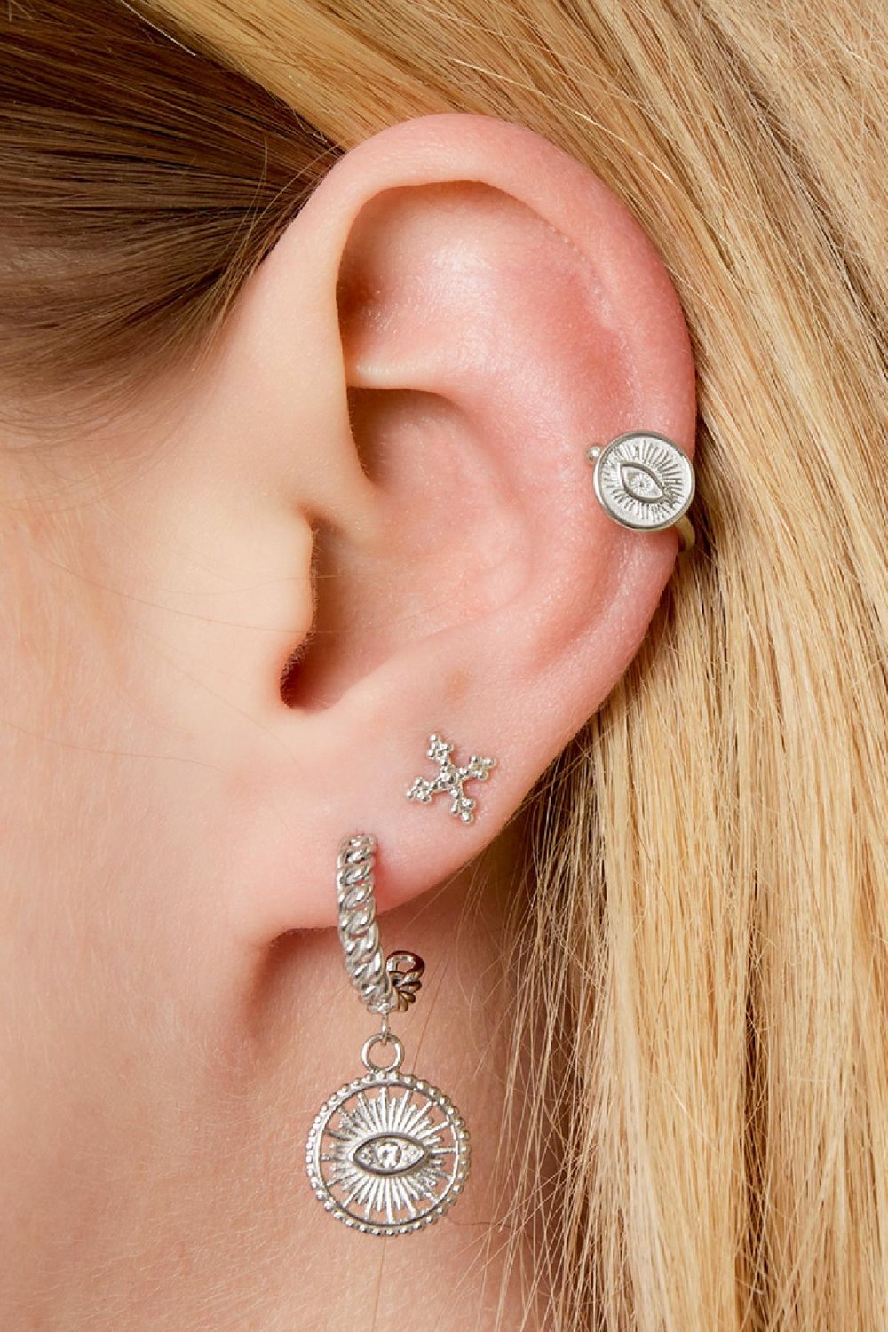 Moneda earcuff con ojo Color dorado Acero inoxidable Imagen2