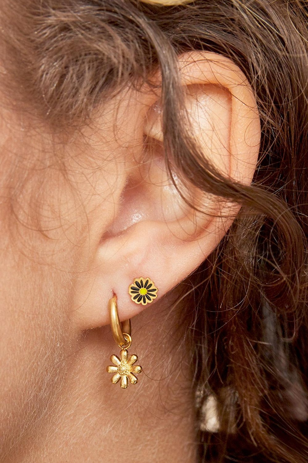 Boucles d'oreilles Golden Daisy Rose Acier inoxydable Image2
