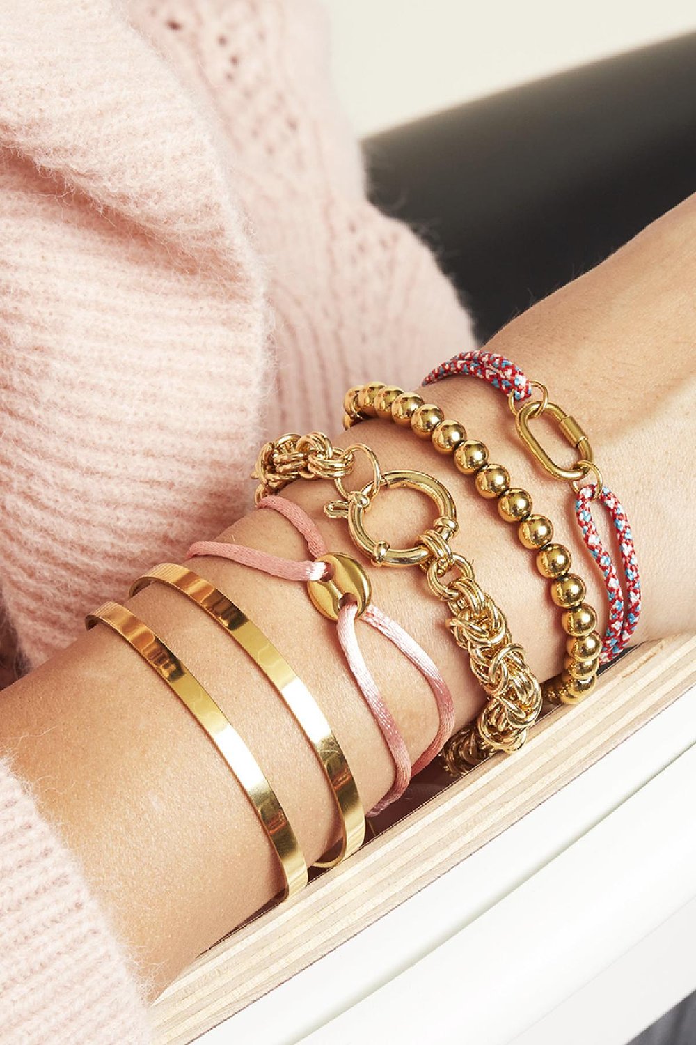 Armband Satin Disk Grijs Polyester Afbeelding2