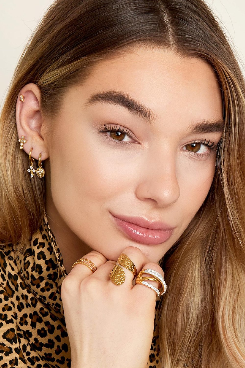 Pendientes Diamond Cross Color dorado Acero inoxidable Imagen3