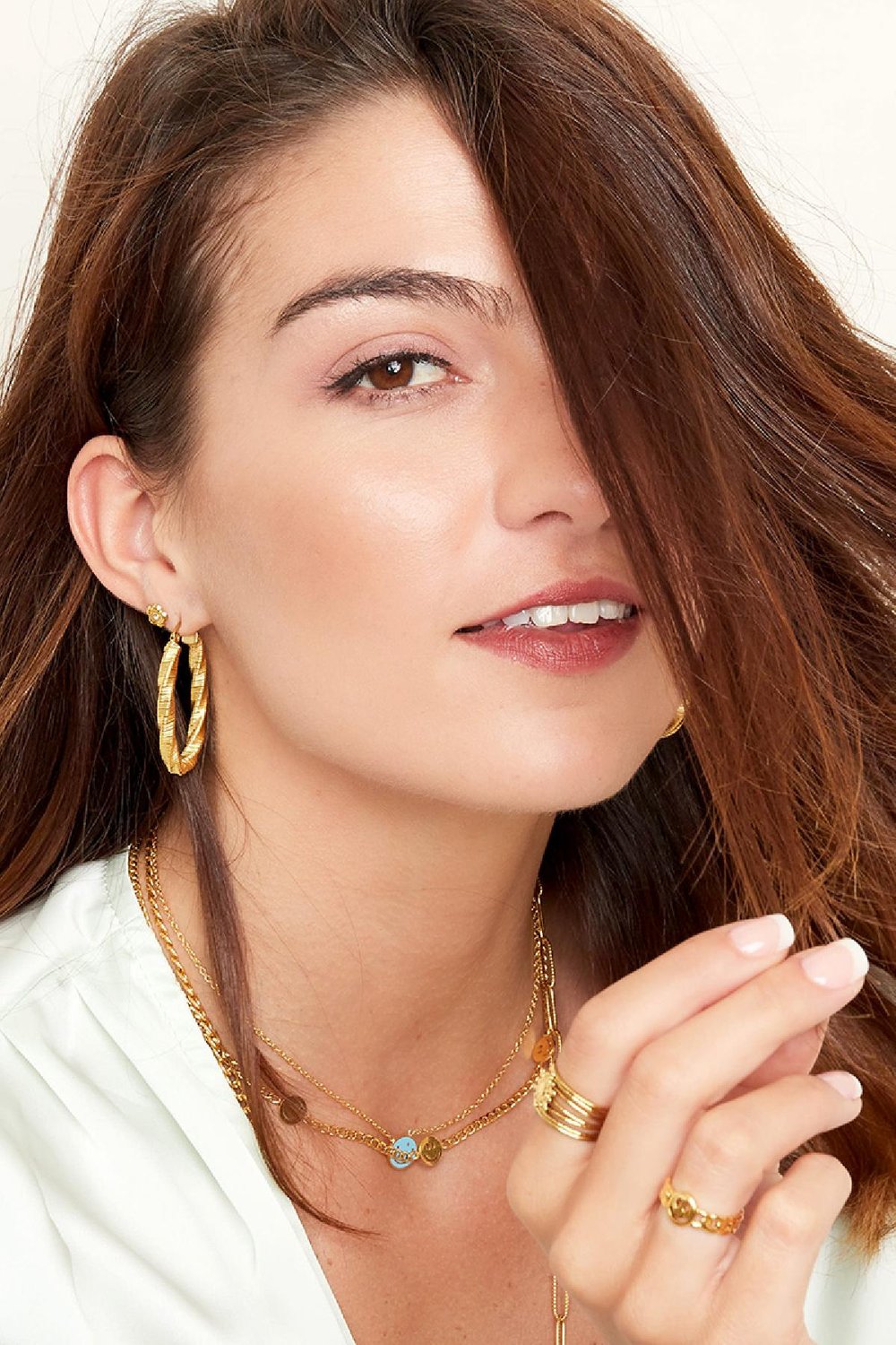 Boucles d'oreilles créoles ovales torsadées Acier inoxydable Image2