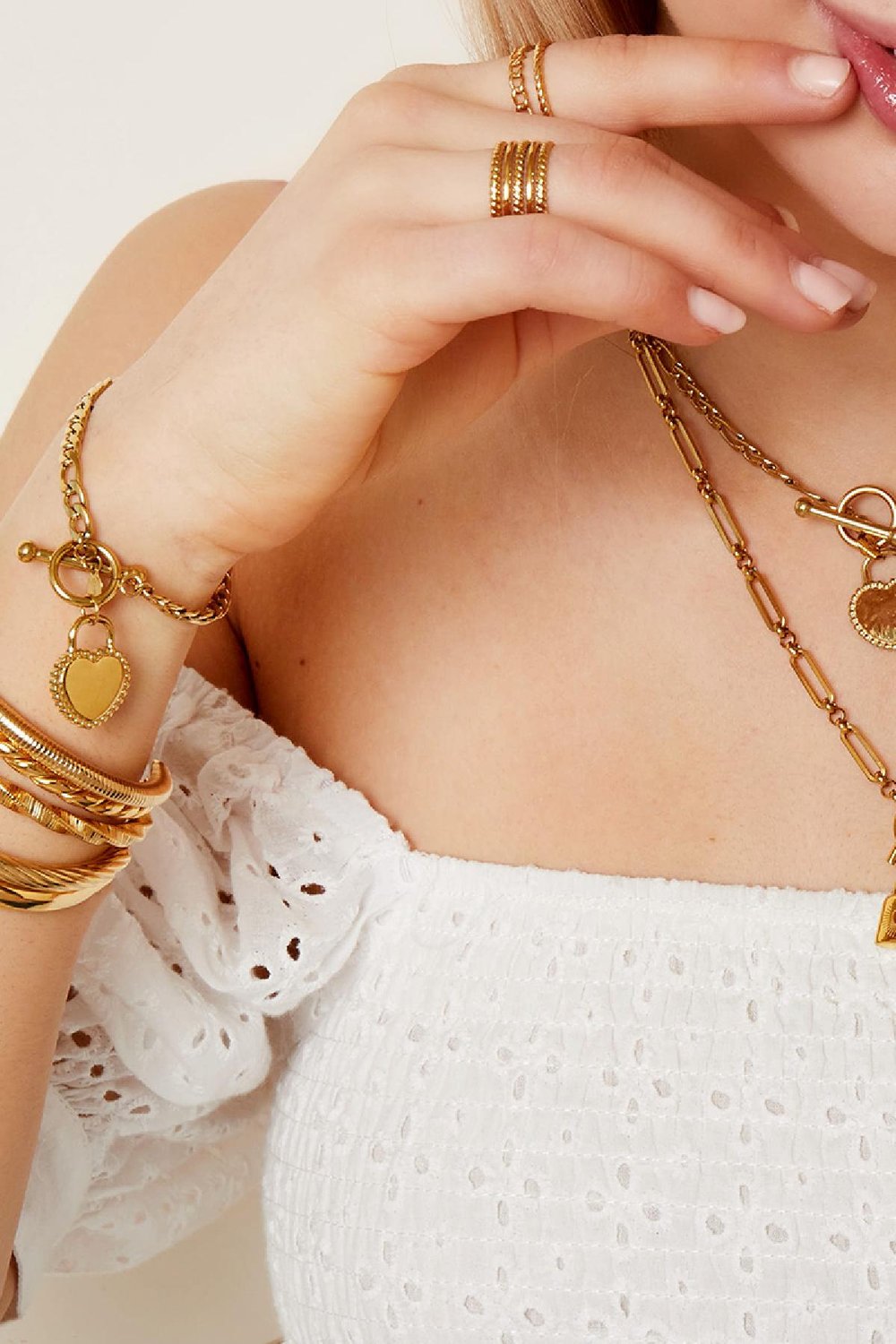 Armband Bangle Turned Goldfarbe Edelstahl One size Bild2