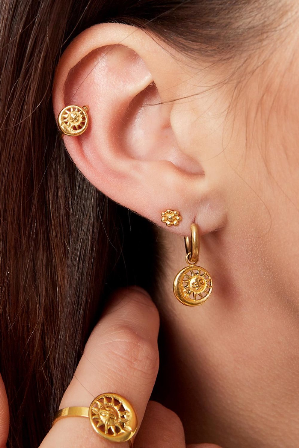 Edelstahl Ohrmanschette Sonne  Bild2