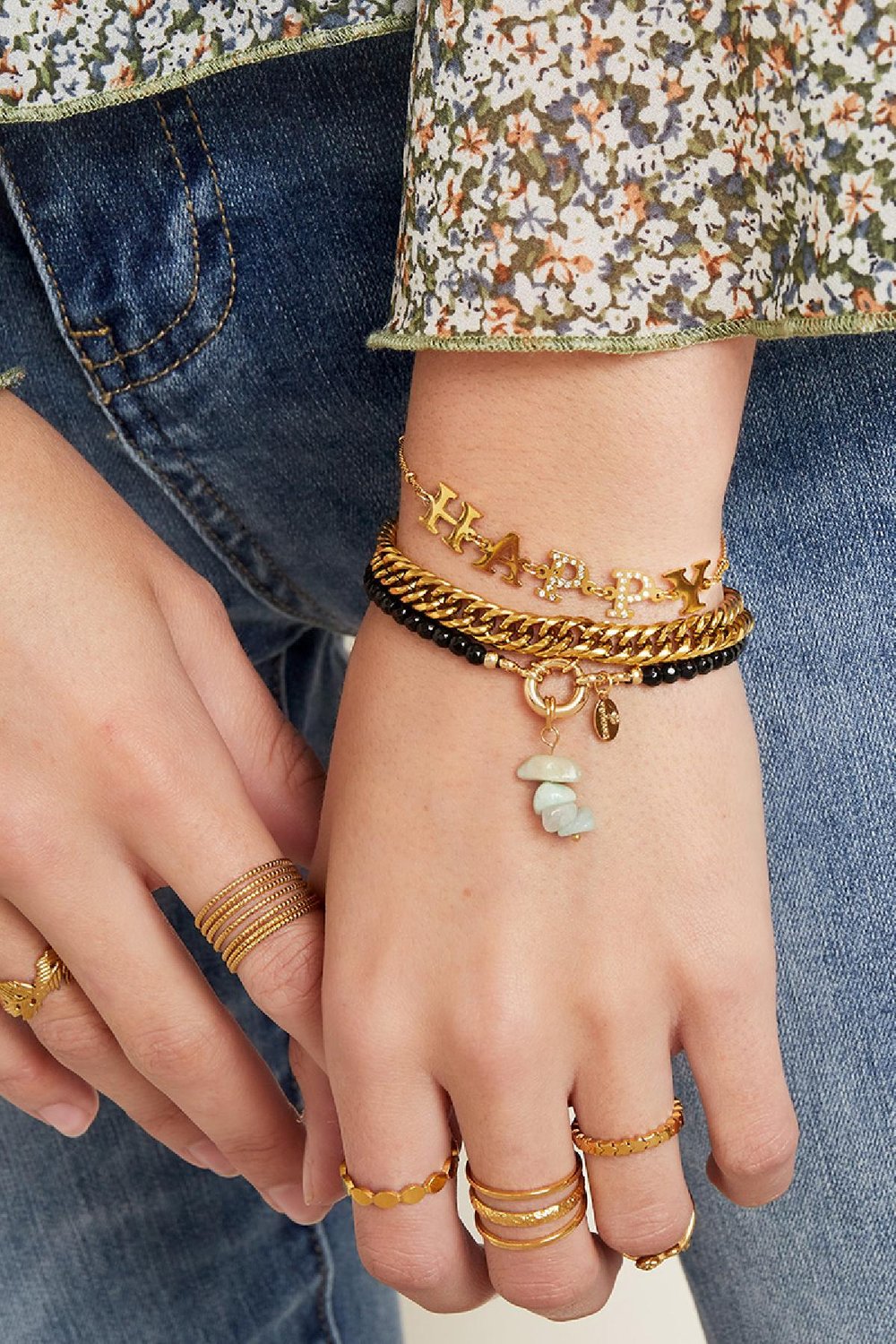 pulsera de acero inoxidable happy  Imagen2