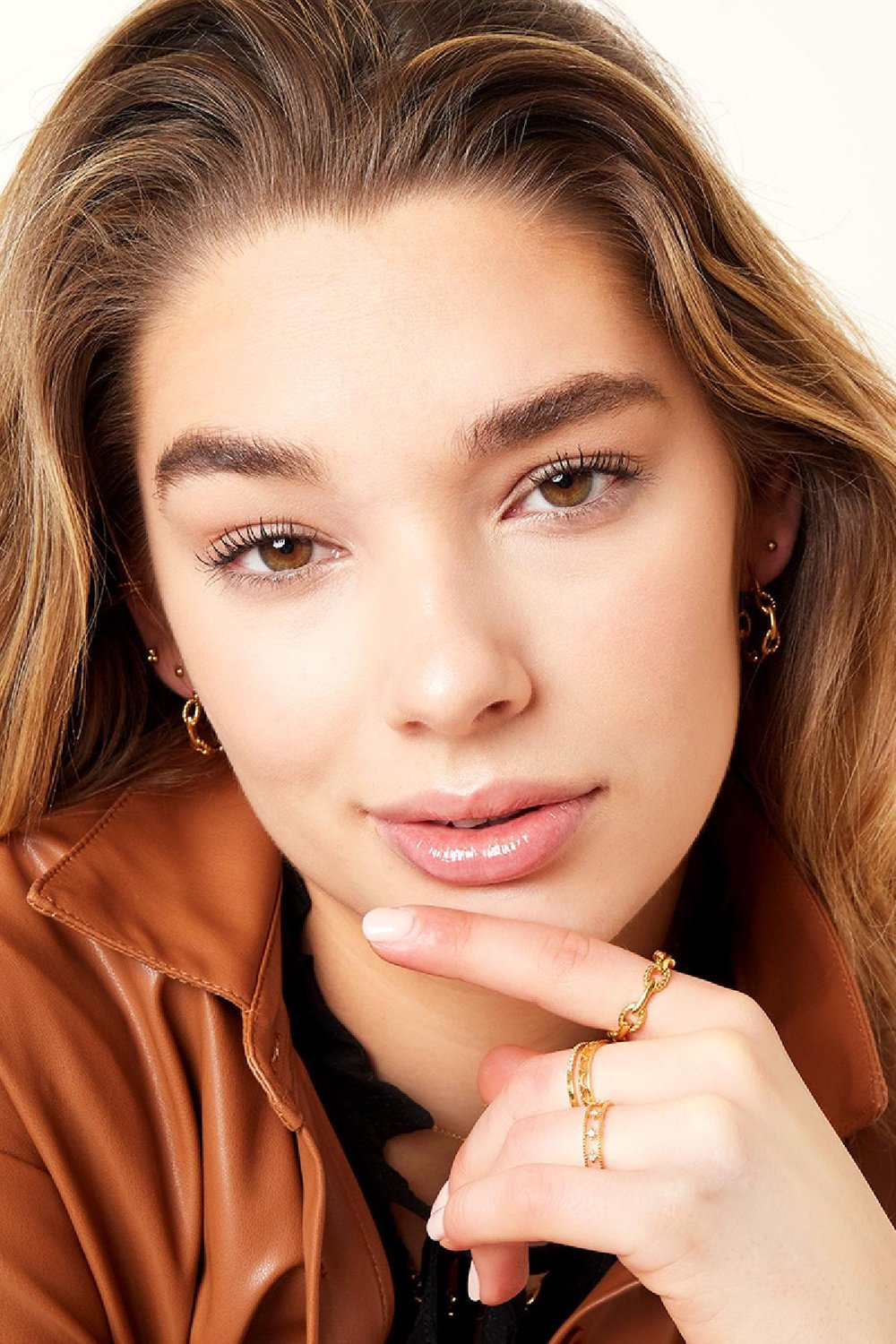 Kettenbügelohrringe Goldfarbe Edelstahl Bild4