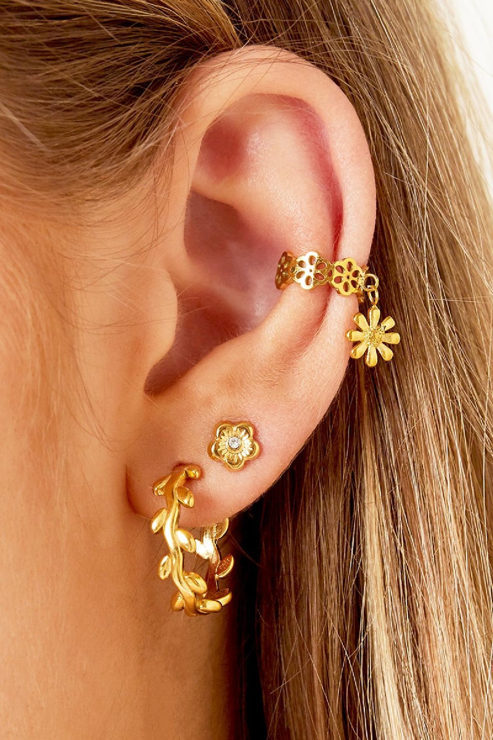 stainless steel earrings laurel wreath hoops  Picture3