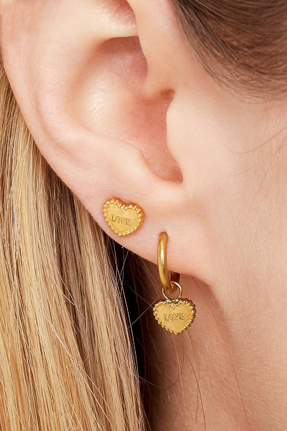 Oorbellen Loving Hearts Goud kleur Stainless Steel Afbeelding2