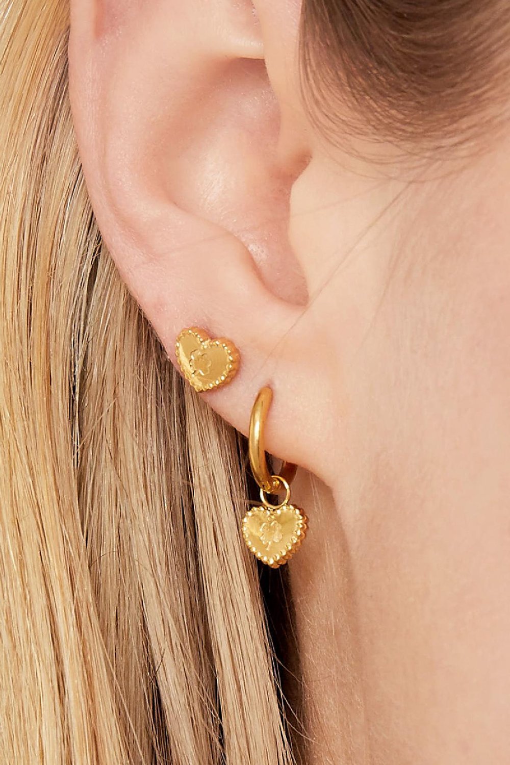 Ohrringe Clover Heart Goldfarbe Edelstahl Bild2