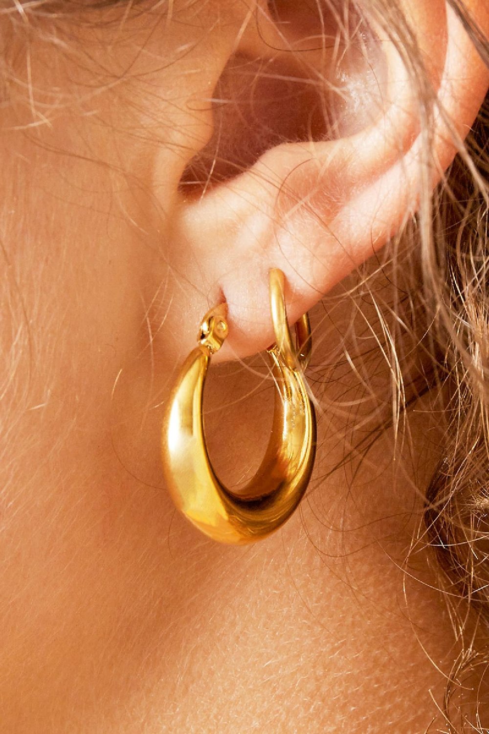Earrings Arched Gold Color Stainless Steel Picture3