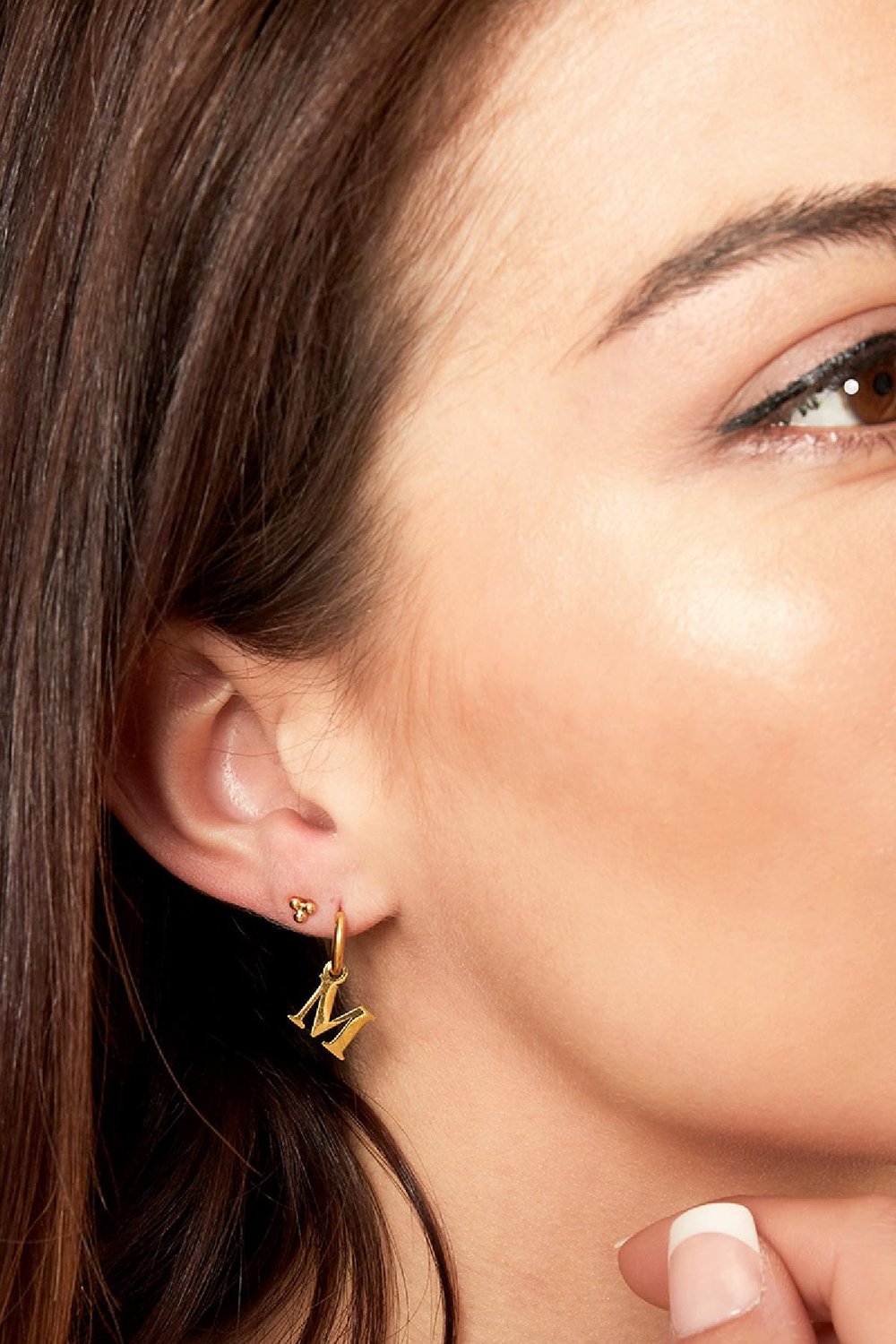 Boucles D'oreilles Acier Inoxydable Couleur or Initiale A Image3