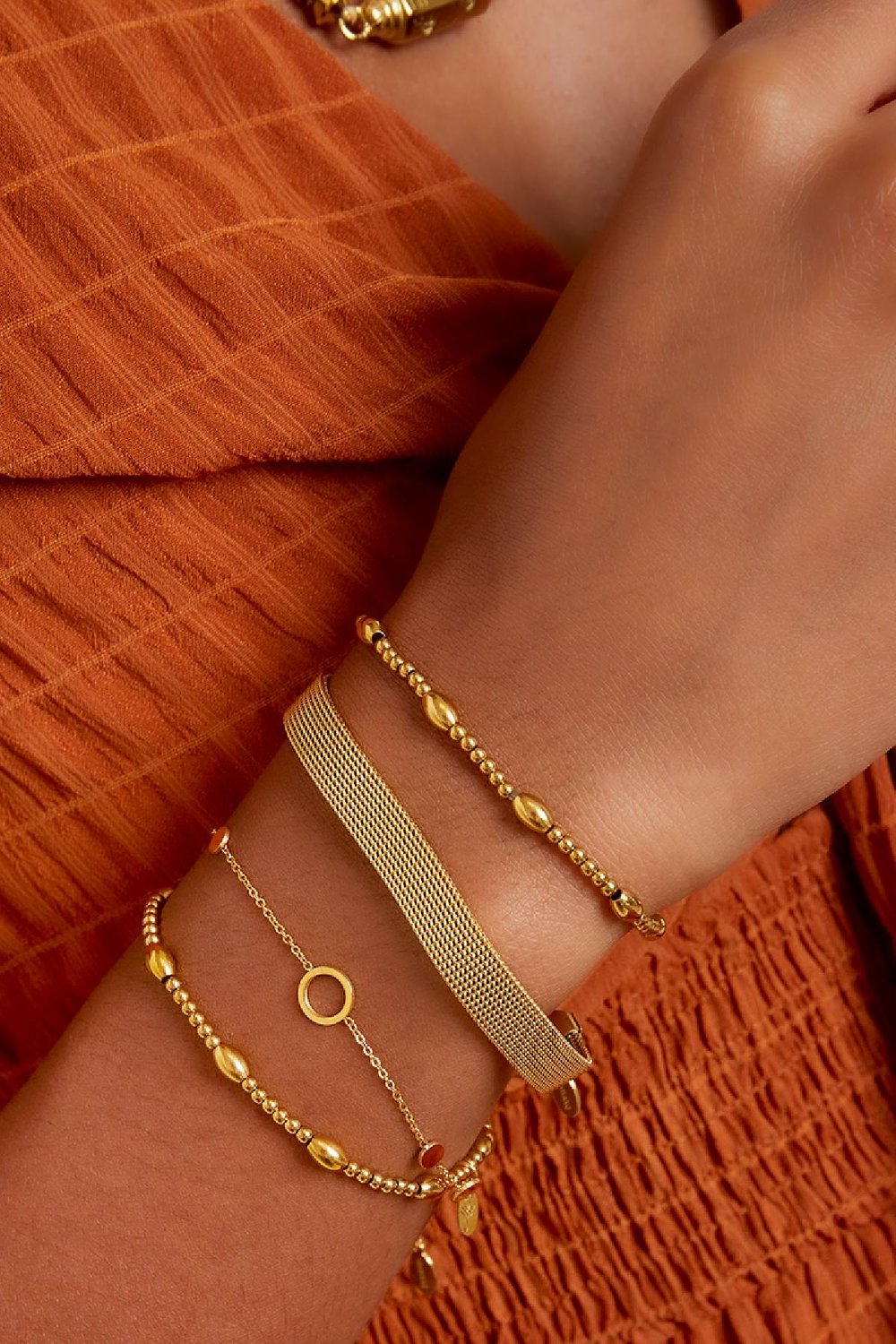 Círculos de pulsera de acero inoxidable Plata Imagen2