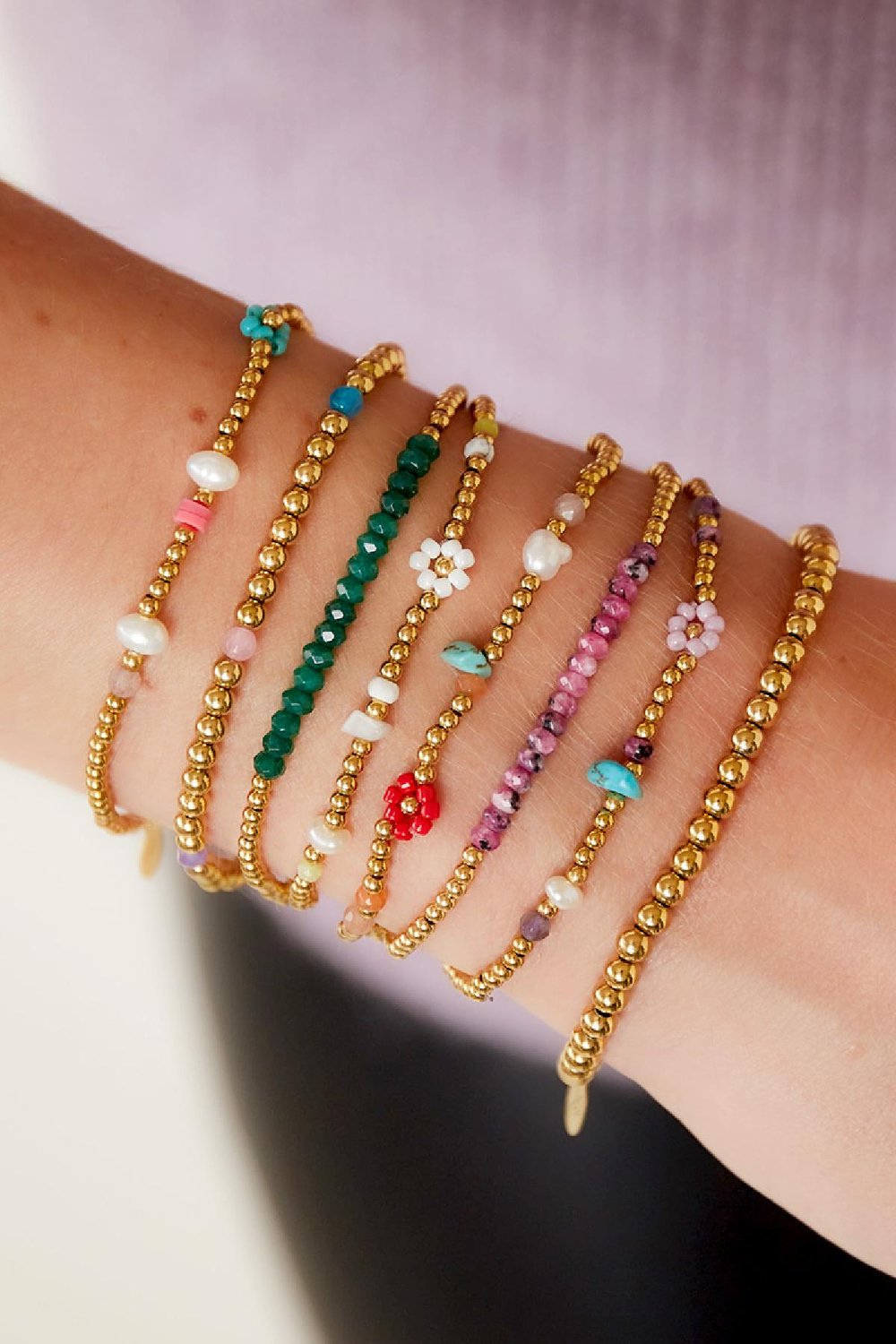 Stainless steel golden bracelet flower Red Picture2