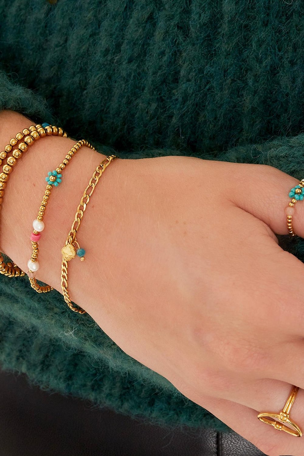 Stainless steel bracelet flower Red Picture2