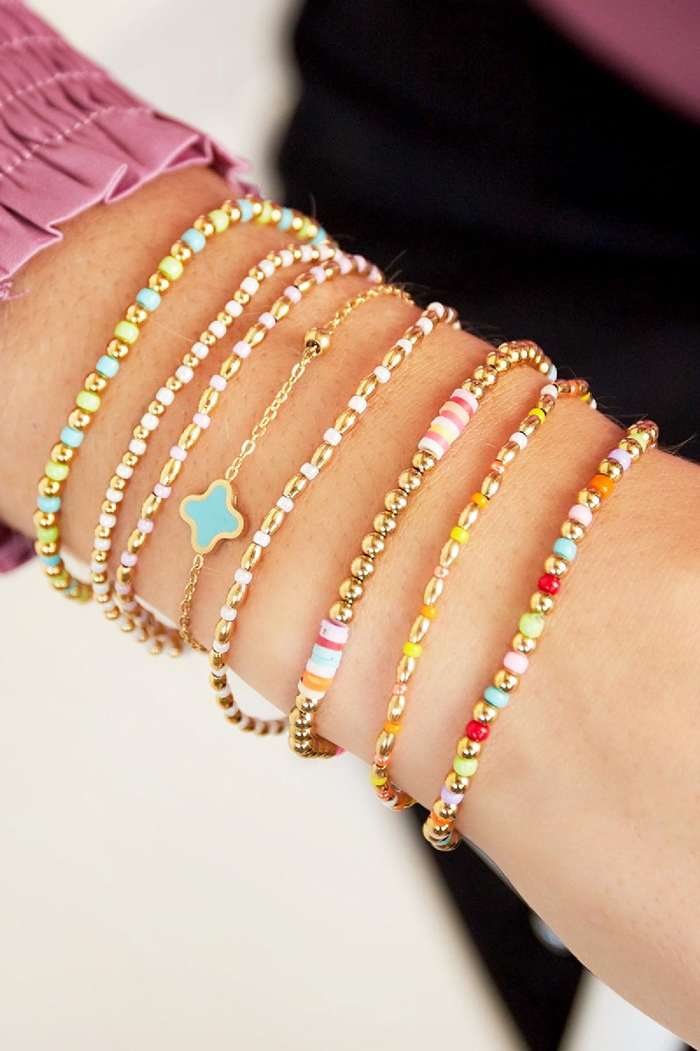 Armband farbiger Klee Grün Edelstahl Bild3