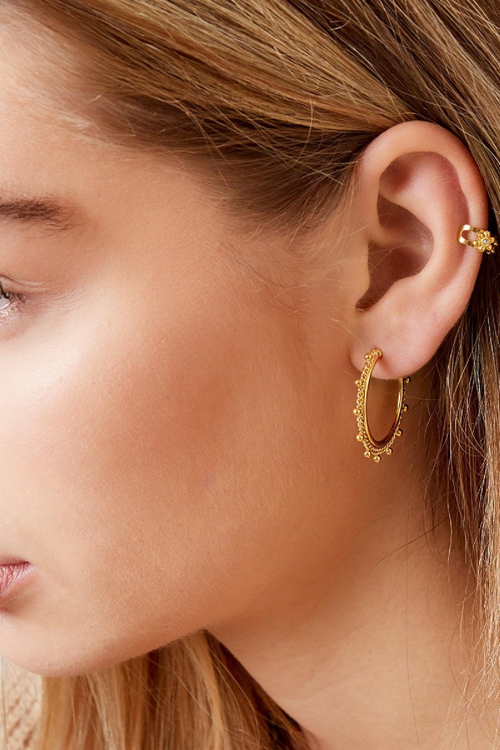 Ohrring Kugelkette klein Silber Edelstahl Bild2