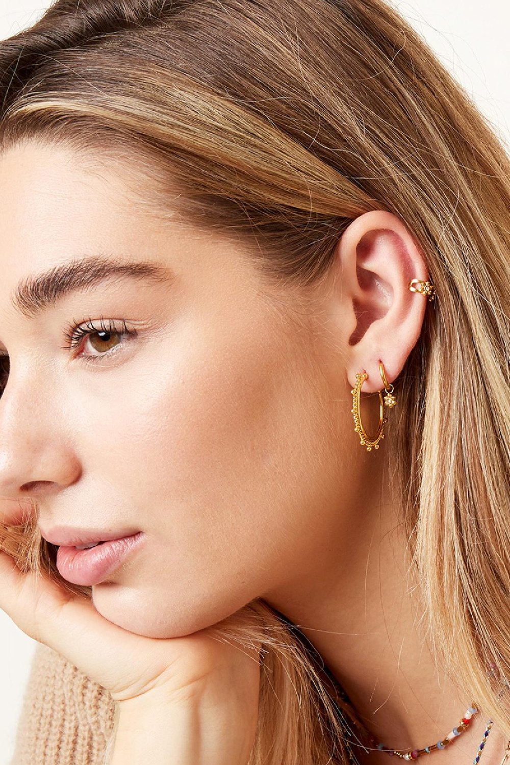 Ohrring Kugelkette klein Silber Edelstahl Bild3