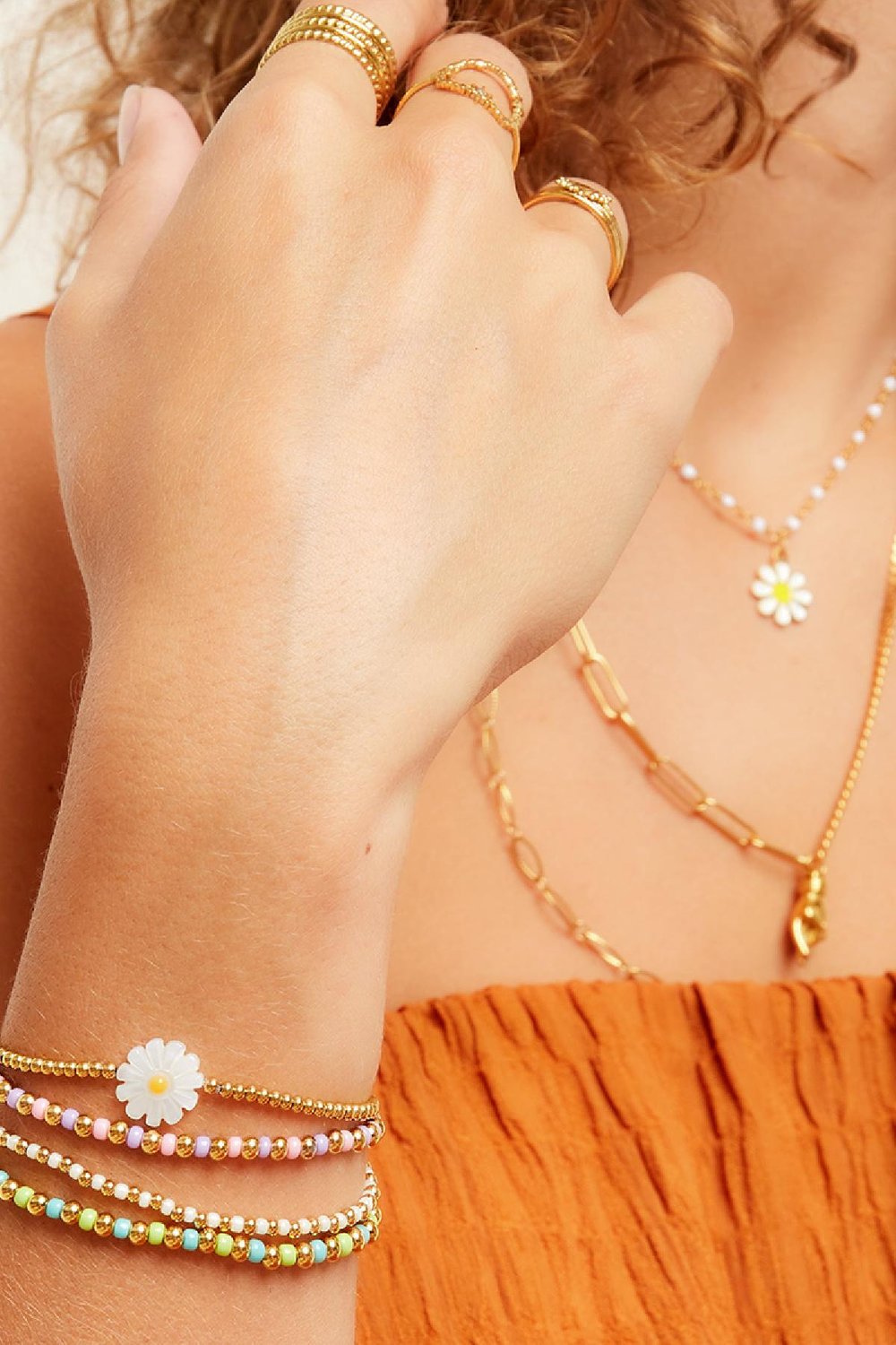 Madeliefje armband Goud kleur Stainless Steel Afbeelding2