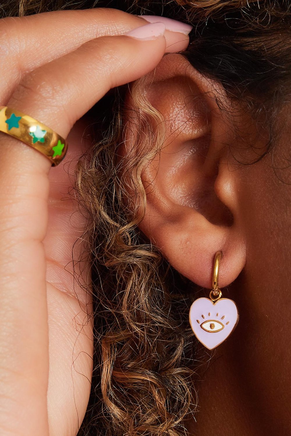 Ohrring Herzauge Blau Edelstahl Bild3