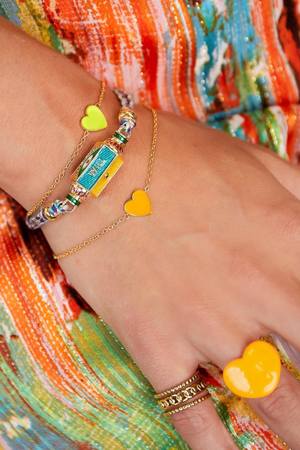 Pulsera de acero inoxidable con dije de corazón de colores Light Blue Imagen2