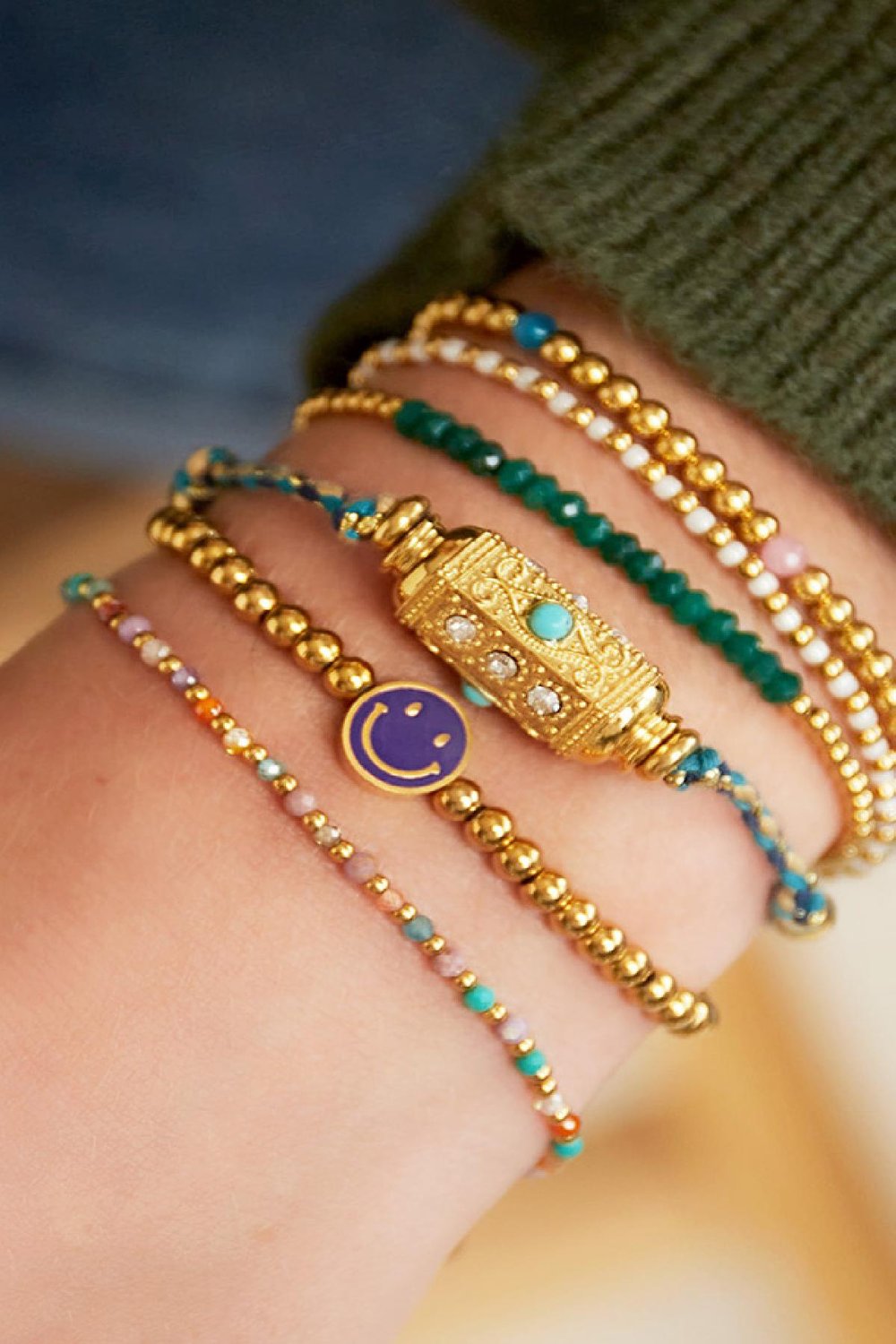 RVS smiley armband Paars Stainless Steel Afbeelding2