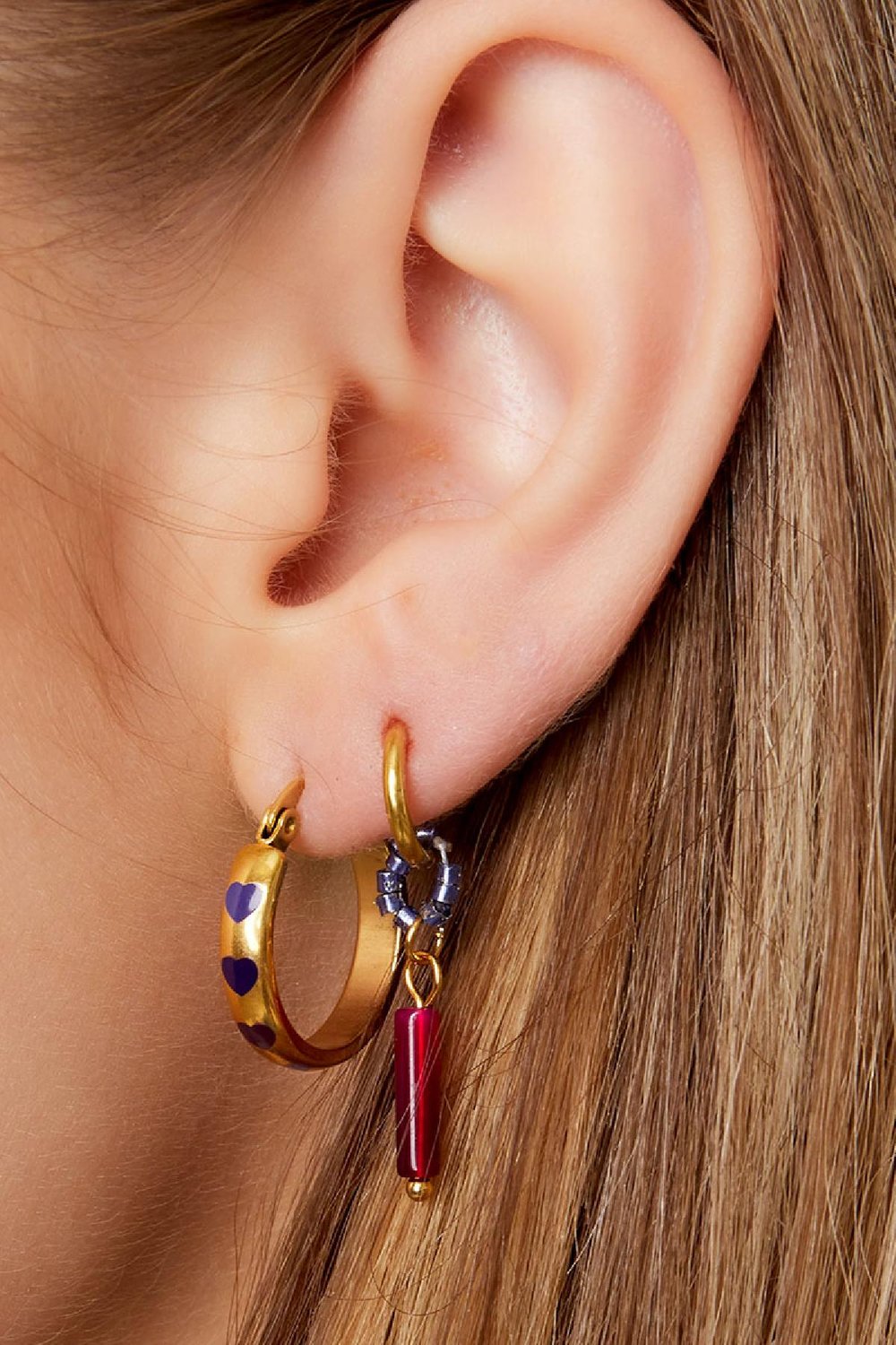 Pendientes de acero inoxidable color piedra Plata Imagen2