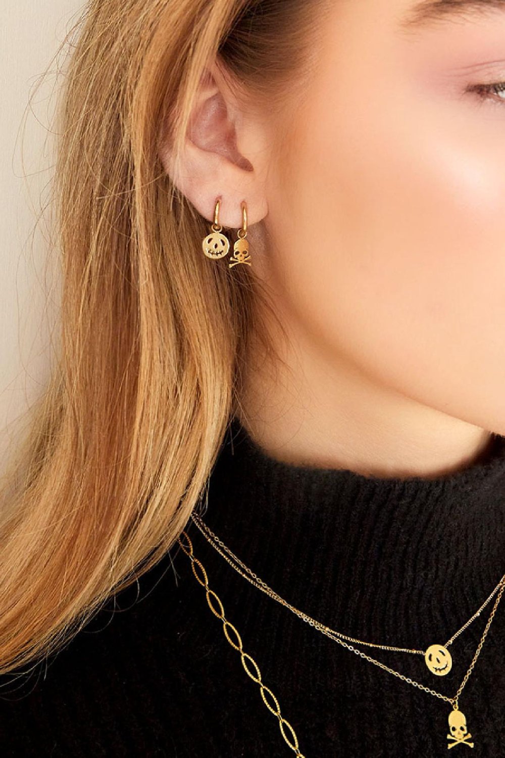 pendientes de acero inoxidable calabaza redonda  Imagen2