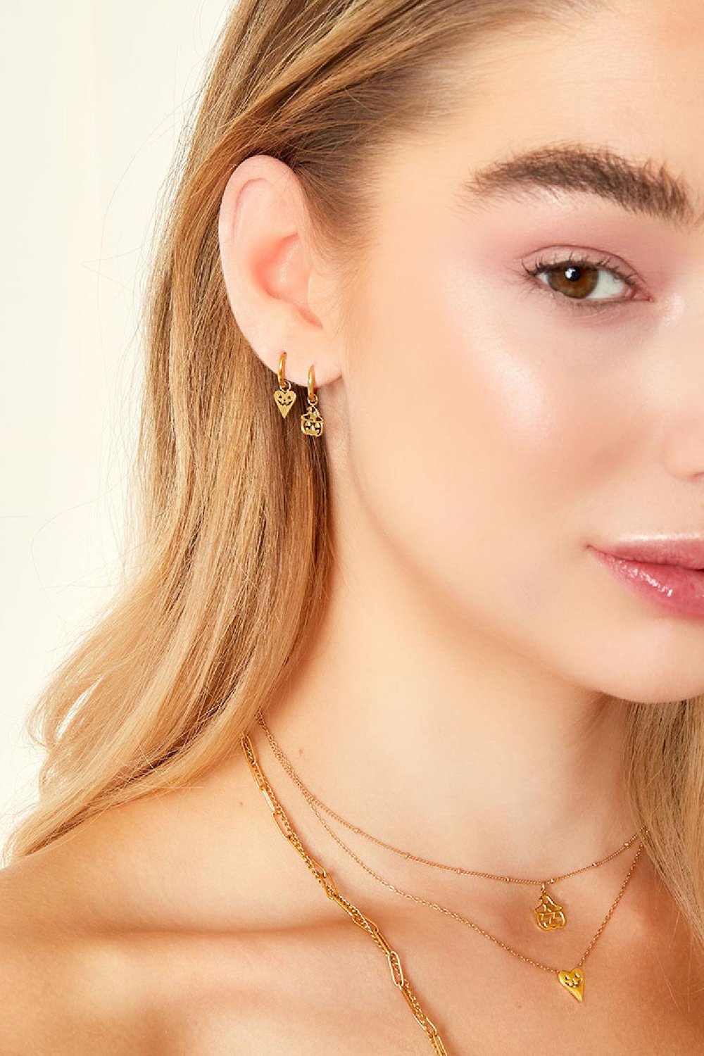 Pendientes acero inoxidable corazón halloween Plata Imagen3