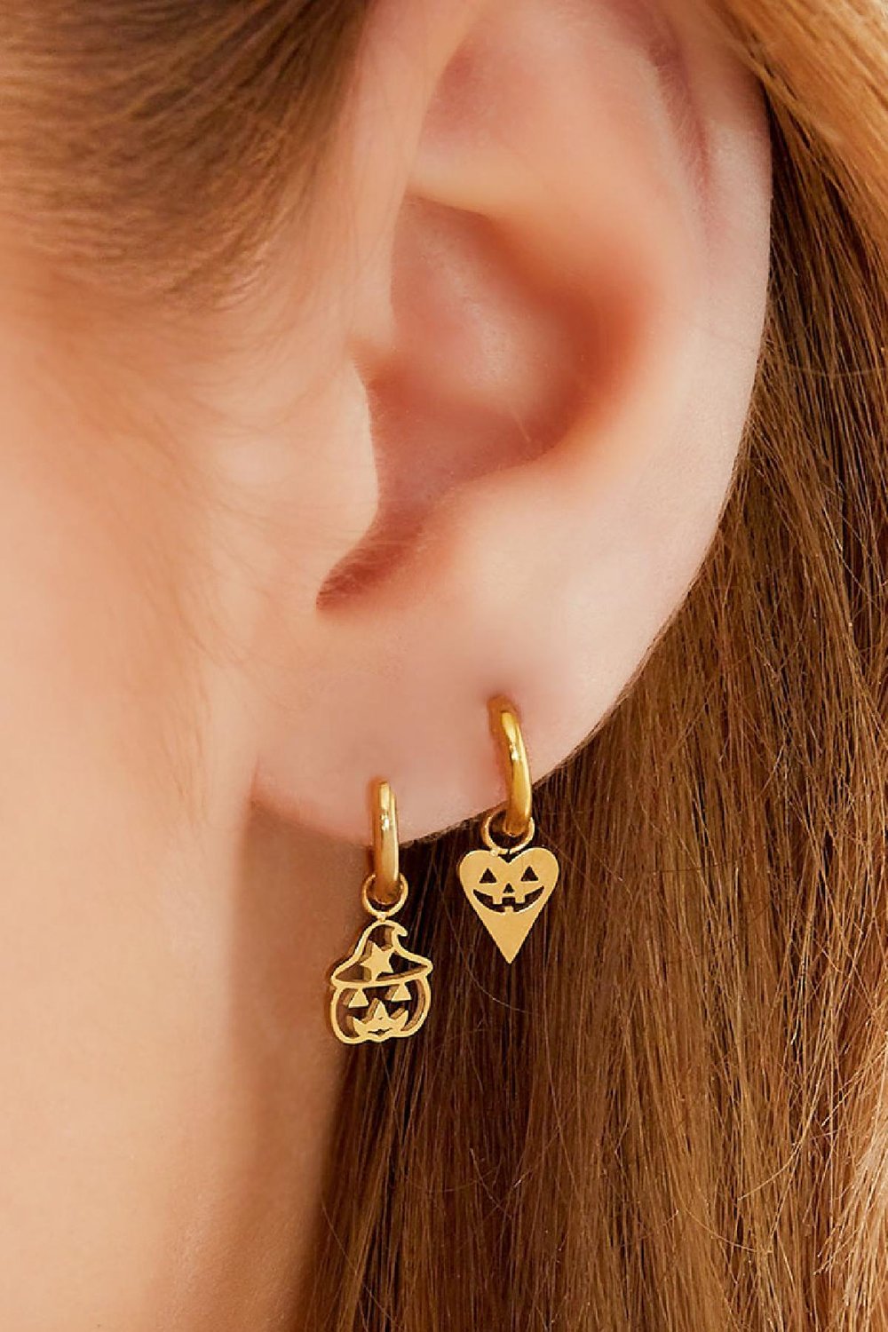Pendientes acero inoxidable corazón halloween Plata Imagen2