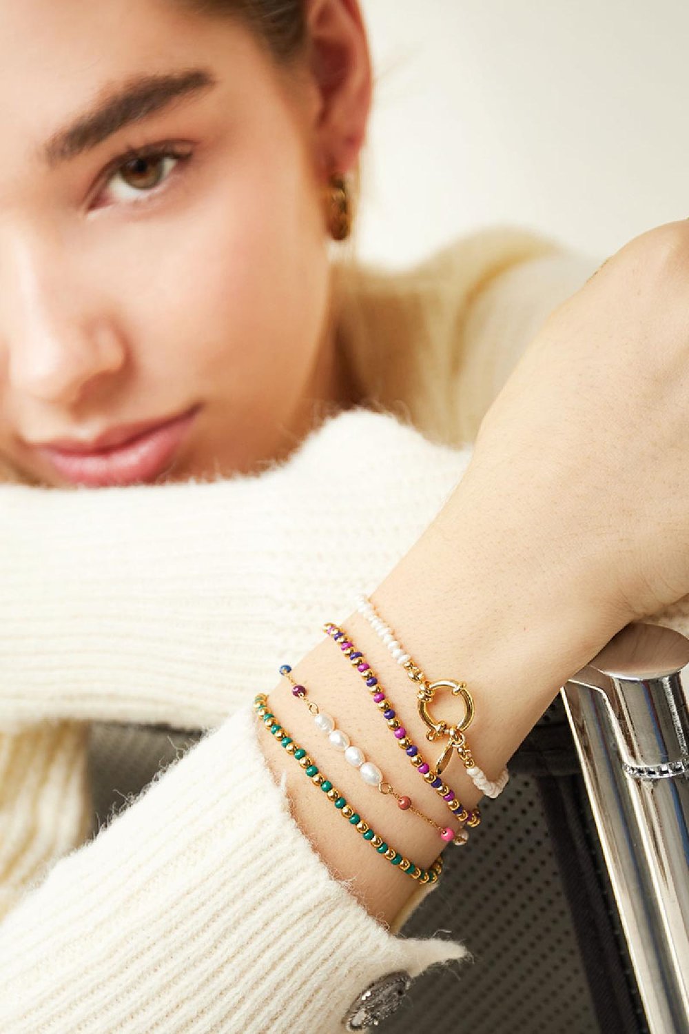 Bracelet bicolore Vert Acier inoxydable Image3