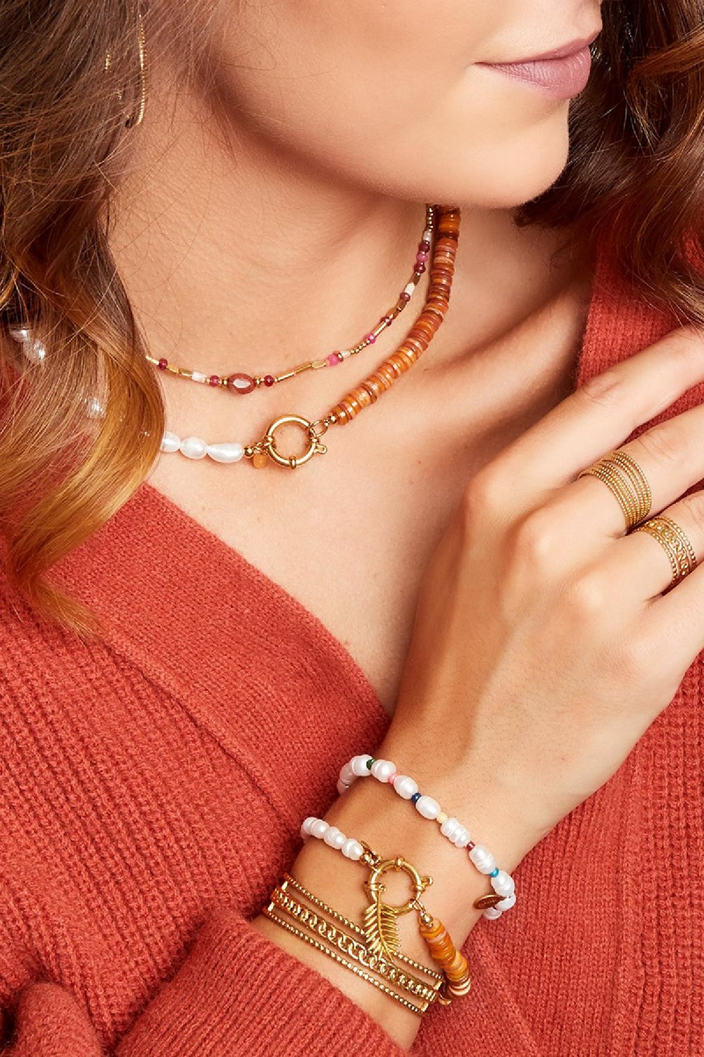 Bracelet pearly twist Red Stone Picture3