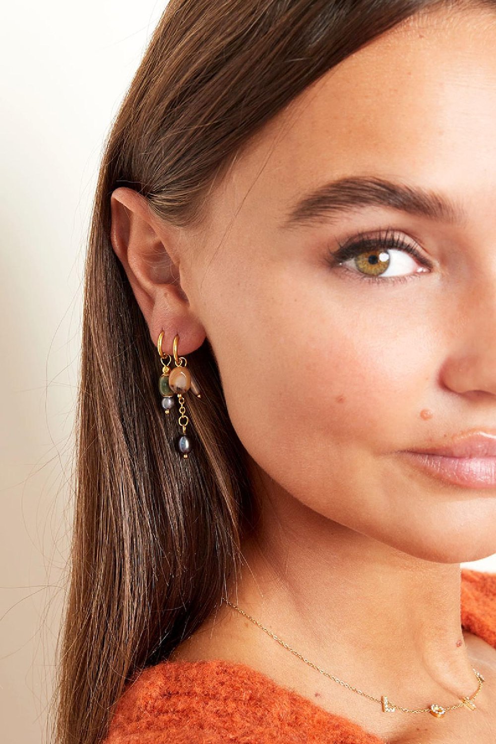 Oorbellen met Gekleurde Charm Small Goud kleur Stainless Steel Afbeelding2