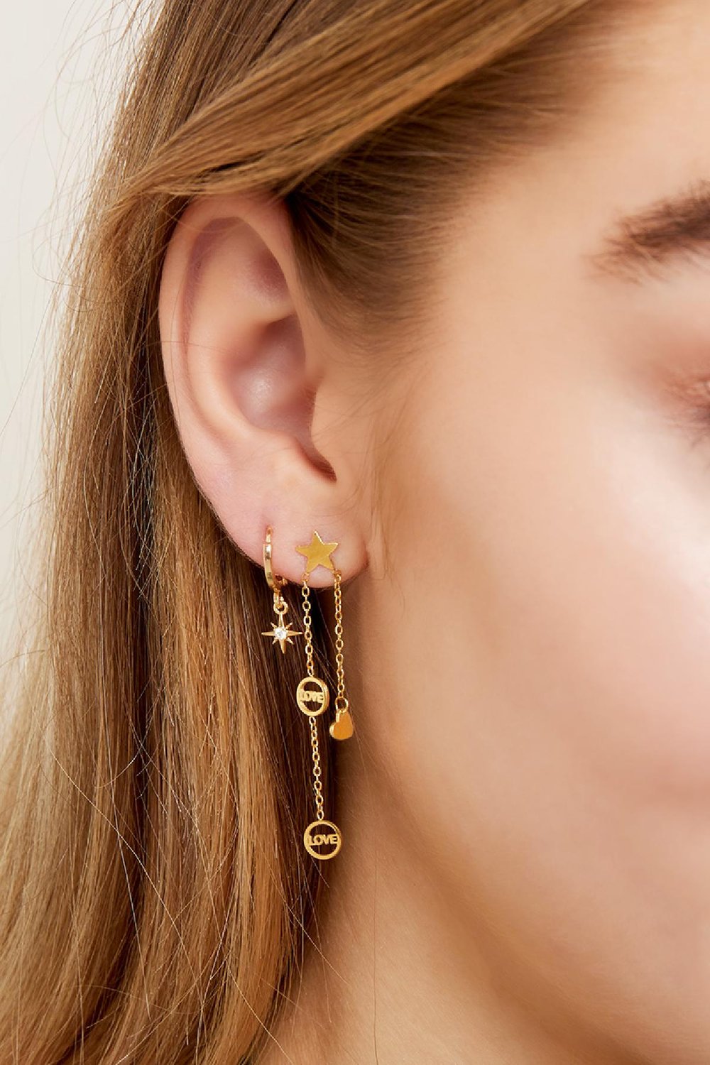 Earrings falling star  Gold Color Stainless Steel Picture2