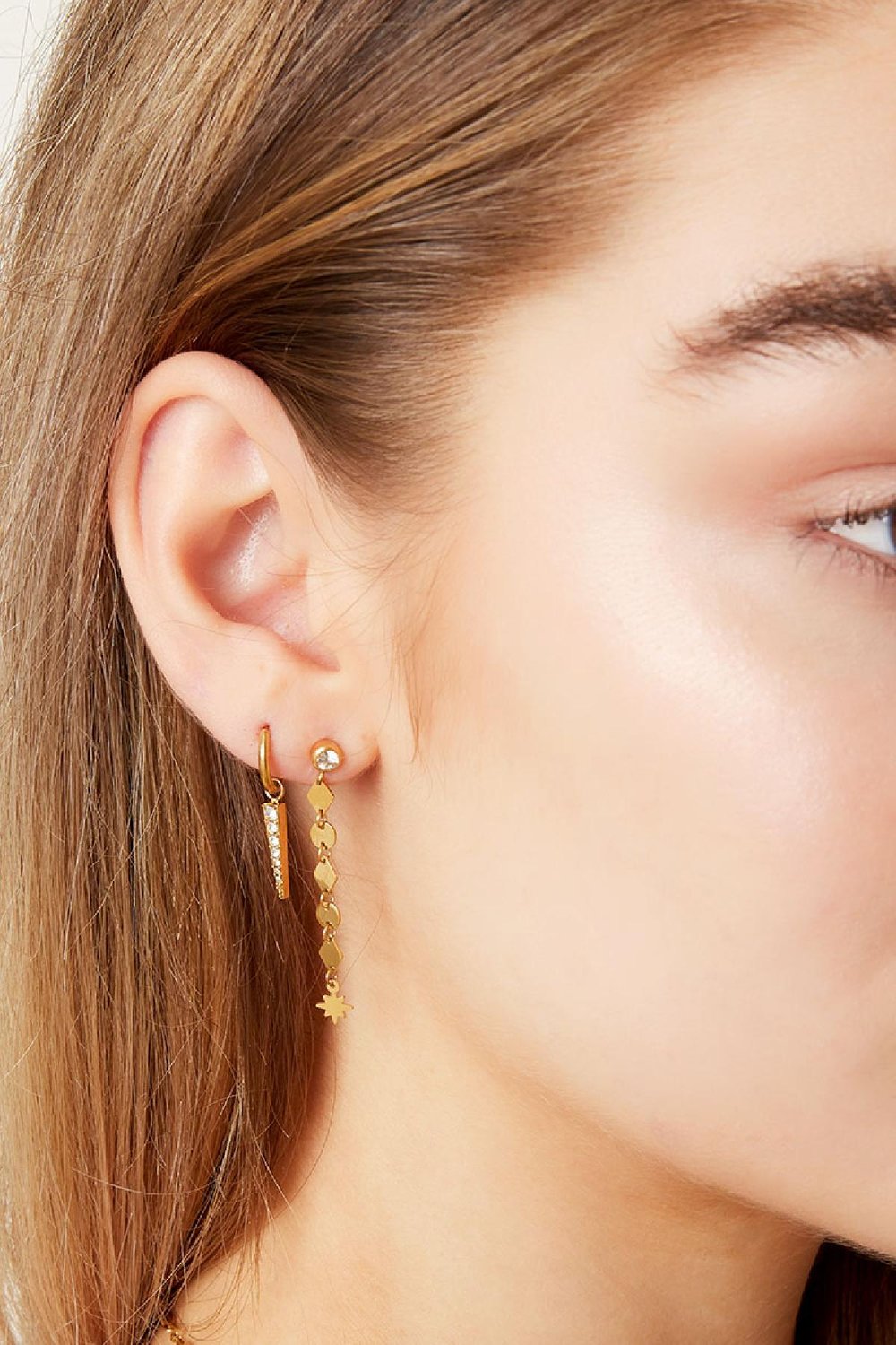 Earrings different shapes Silver Color Stainless Steel Picture2