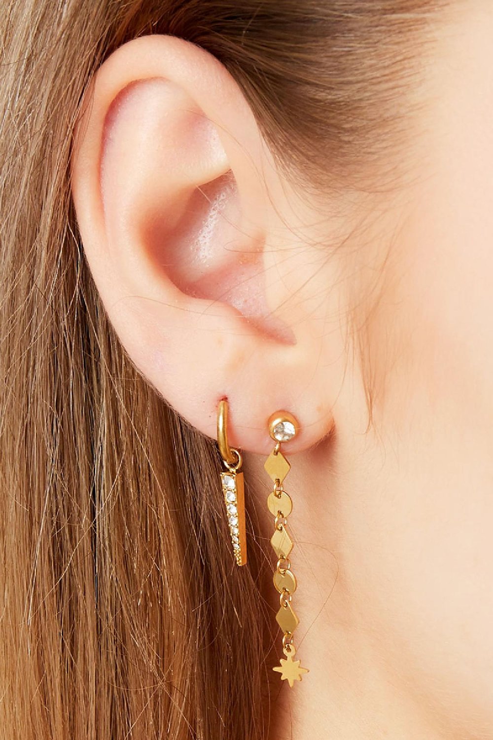 Earrings different shapes Silver Color Stainless Steel Picture3