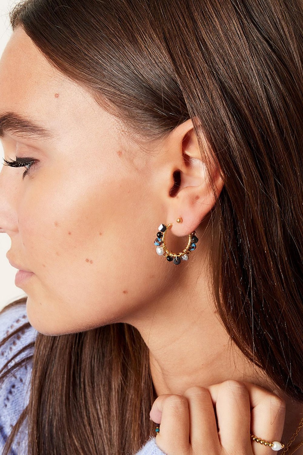 Perlenohrringe in mehreren Farben Rot Kupfer Bild3