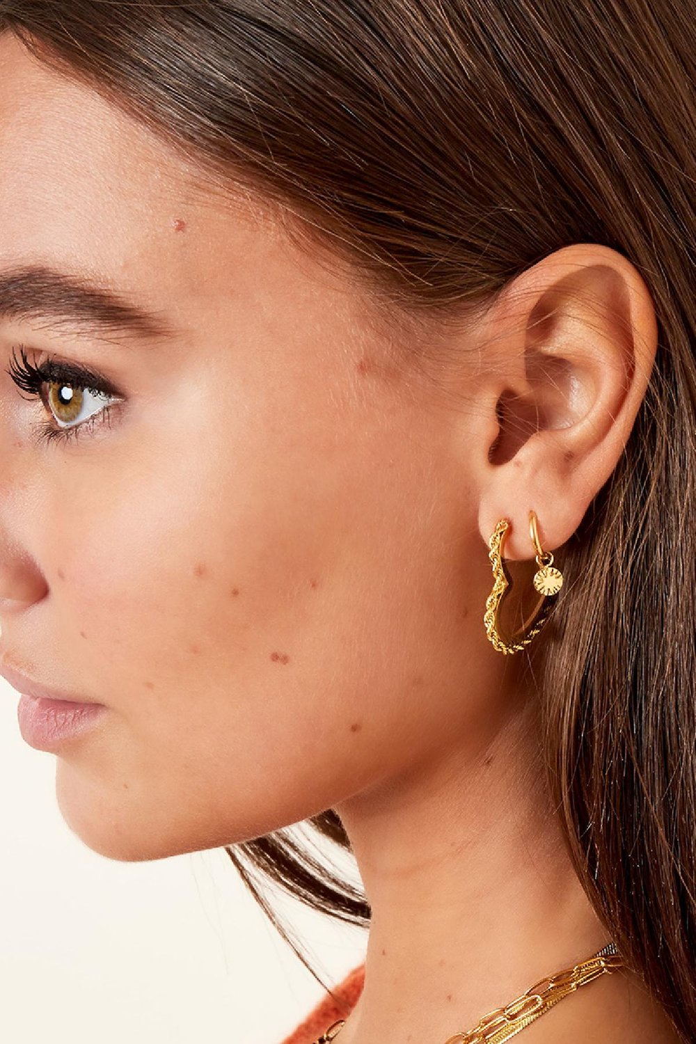 Ohrringe baumeln Stern Goldfarbe Edelstahl Bild3