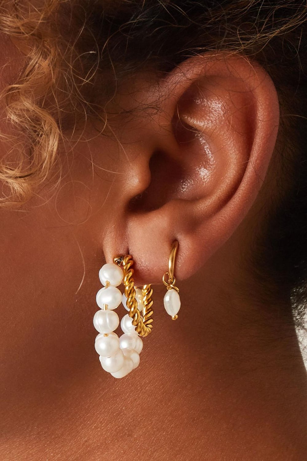 Earrings sweet water pearl Silver Color Stainless Steel Picture2