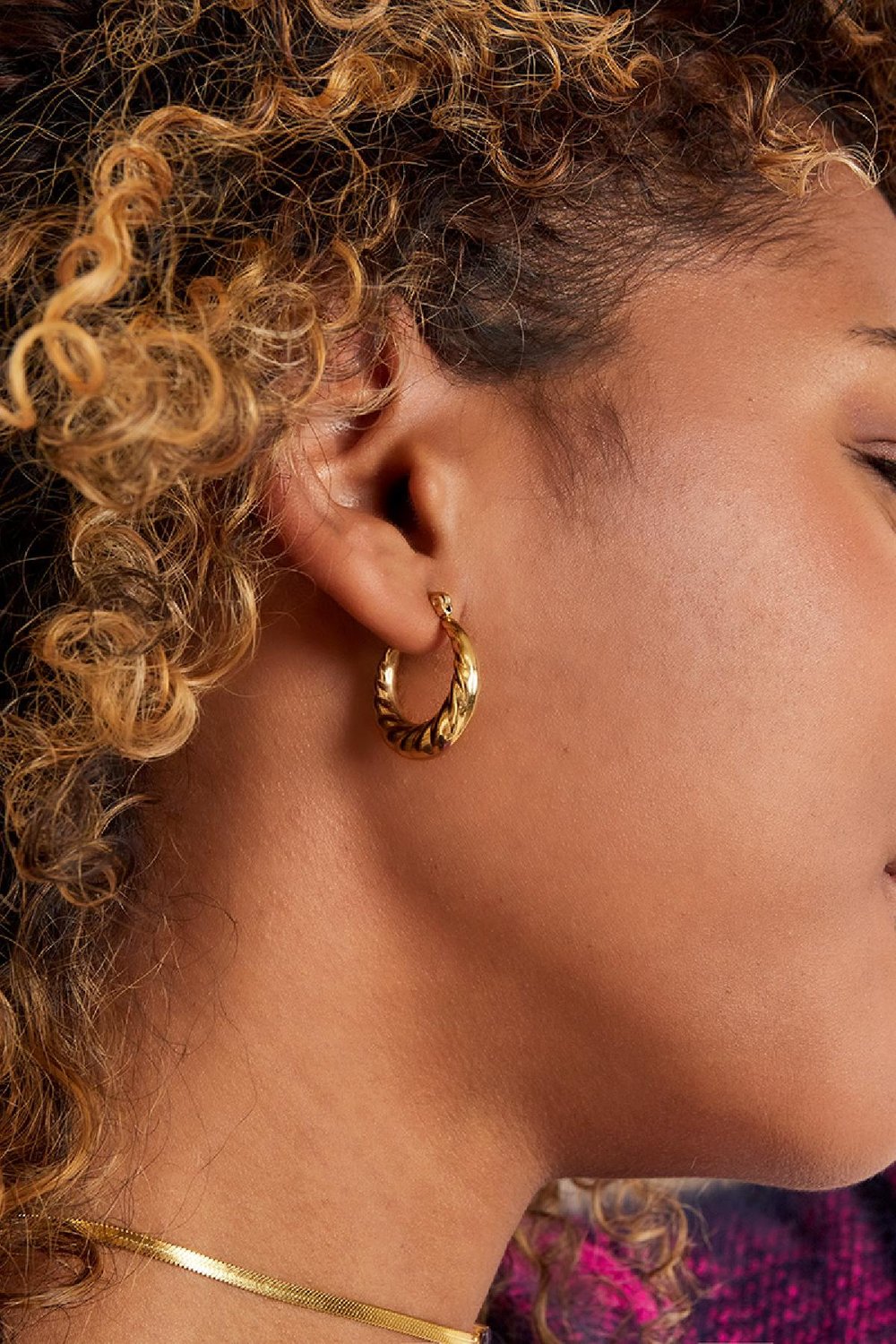 Earrings Baguette Gold Color Stainless Steel Picture3