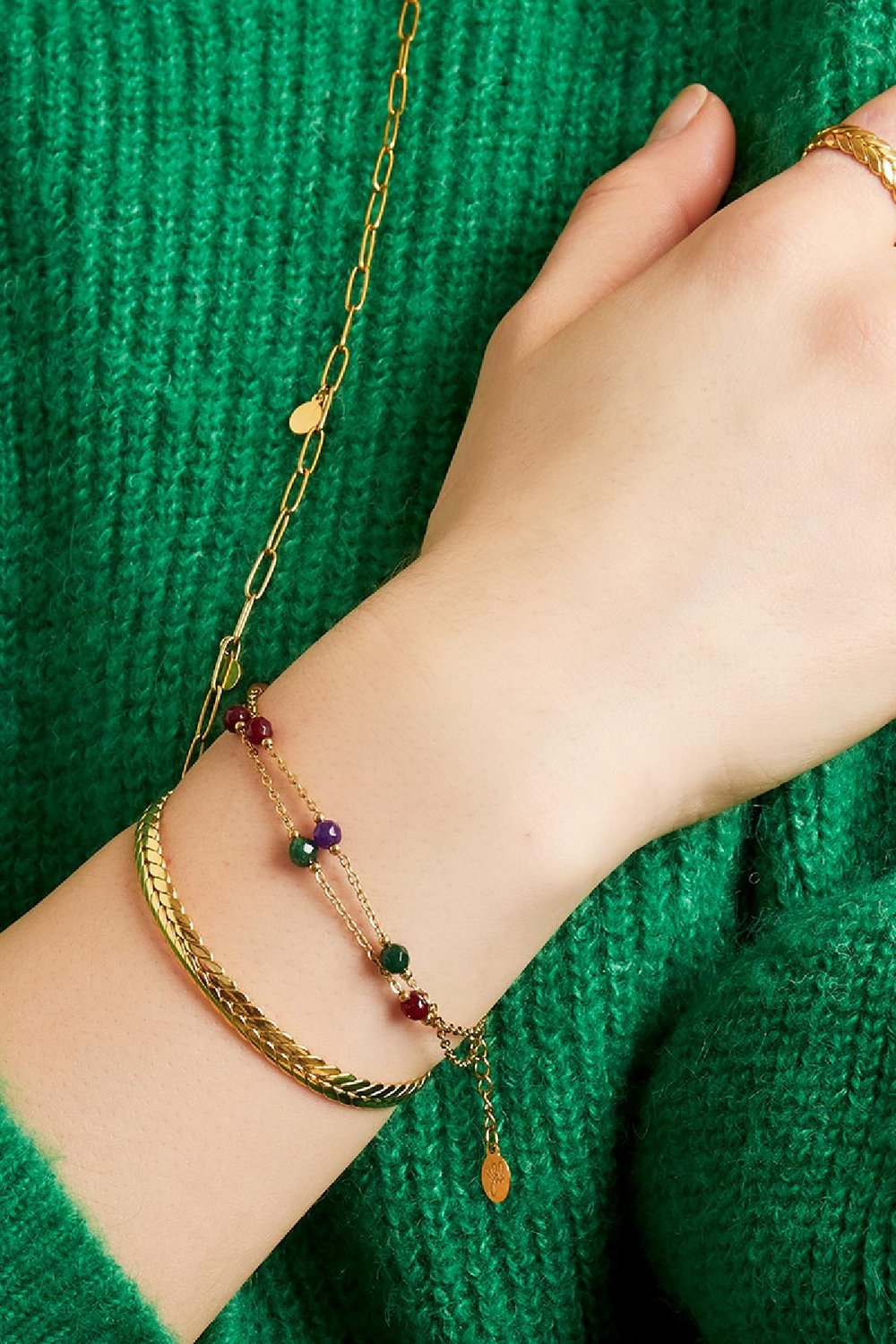 stainless steel bracelet with colorful stones  Picture3