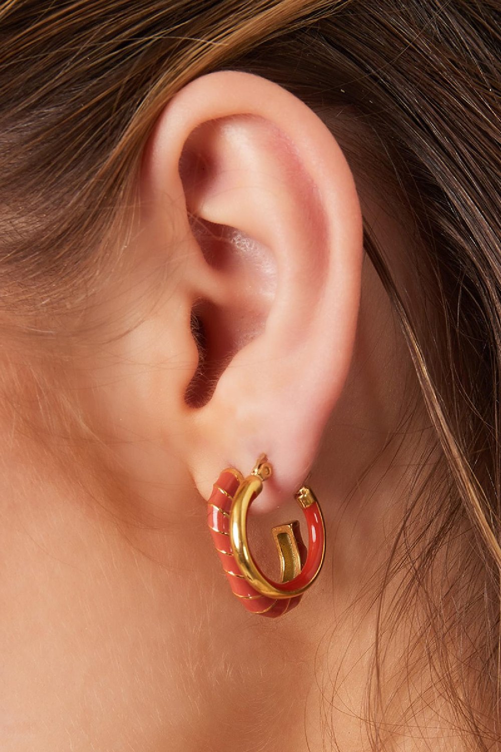 Roestvrij stalen oorbellen Beige Stainless Steel Afbeelding3