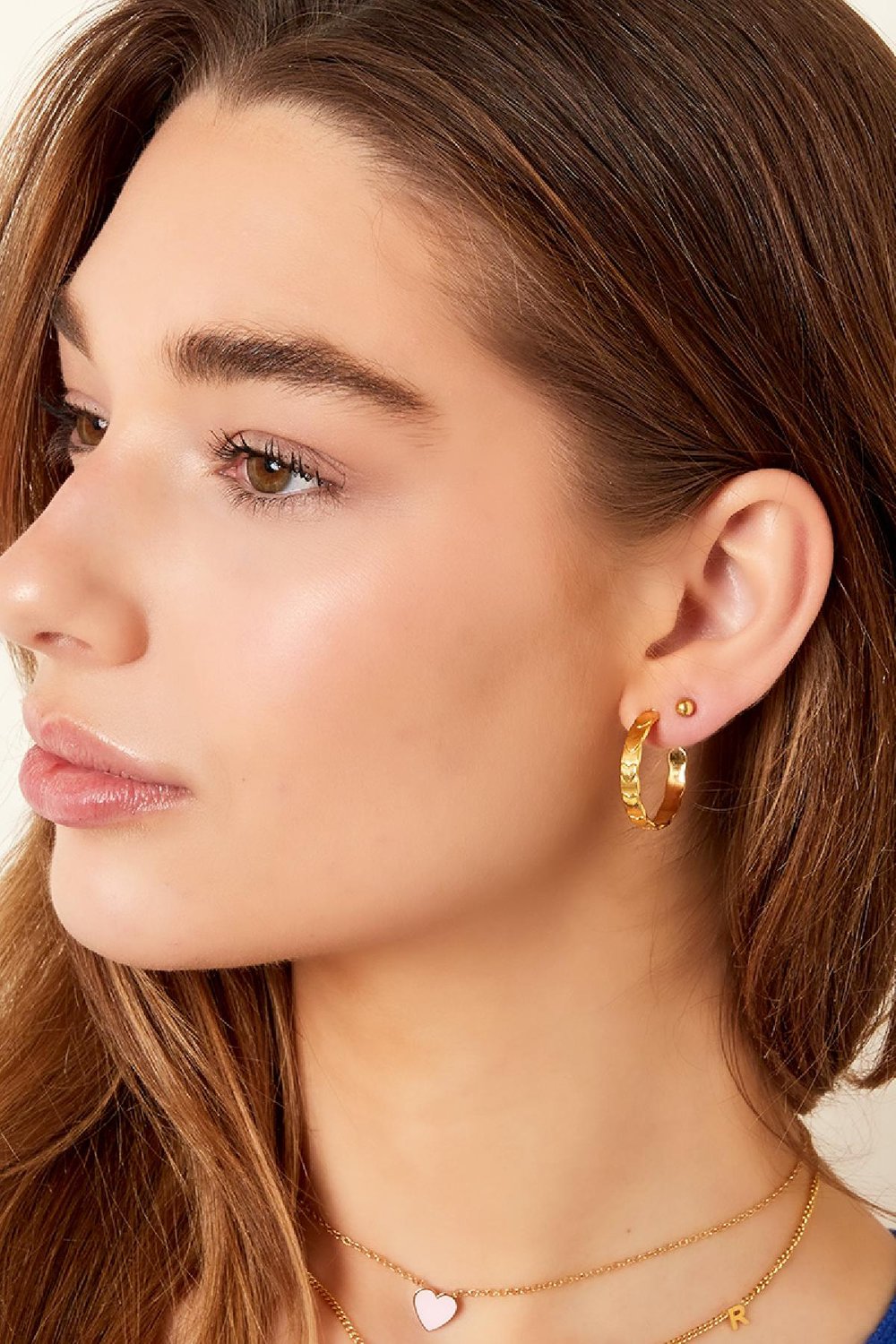 Semicircular earrings heart Gold Color Stainless Steel Picture2