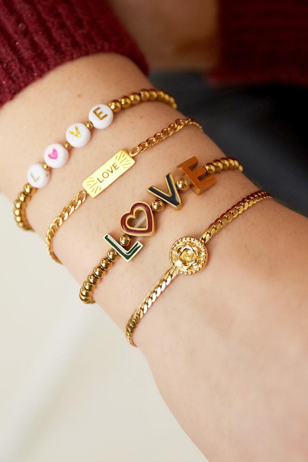 Armband roos Goud kleur Stainless Steel Afbeelding2