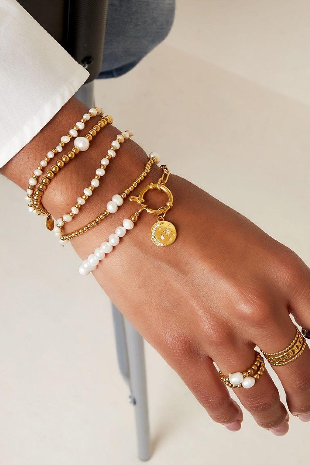 Bracelet pearly side Gold Color Stainless Steel Picture2