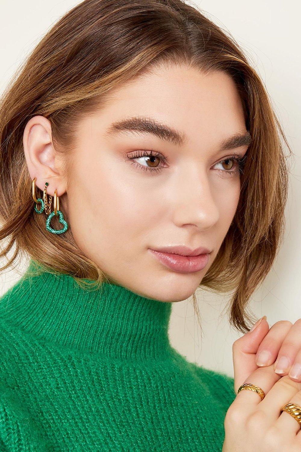 Edelstahlohrringe Herz Weiß Bild2