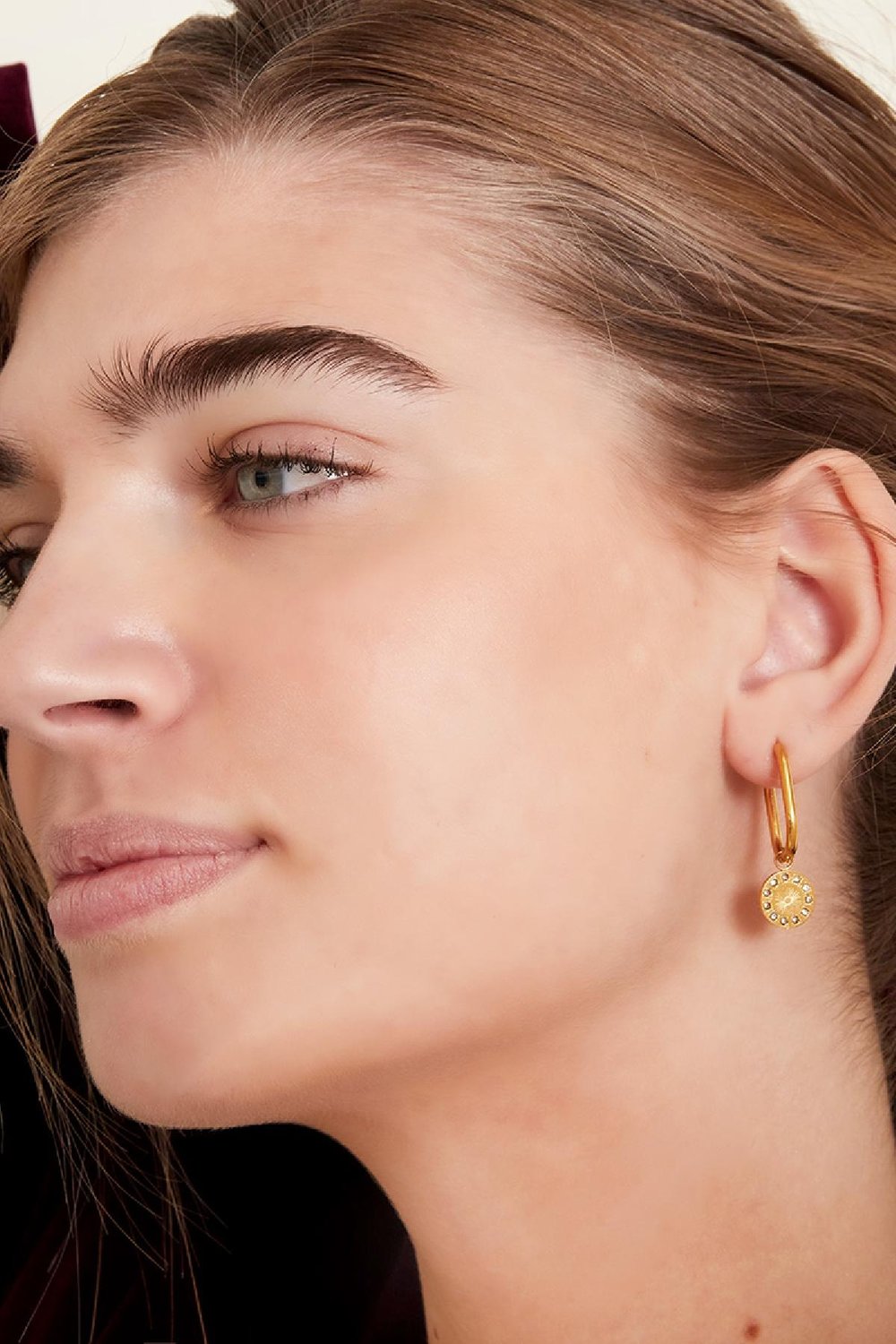 Ohrringe Ovaler Zirkon-Kreis Goldfarbe Edelstahl Bild2