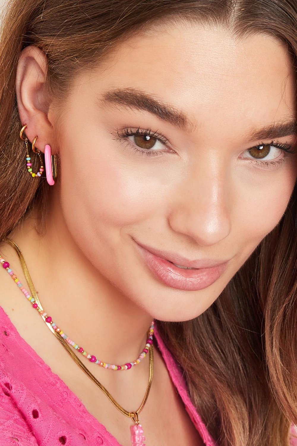 Regtangle earrings color Coral Stainless Steel Picture4