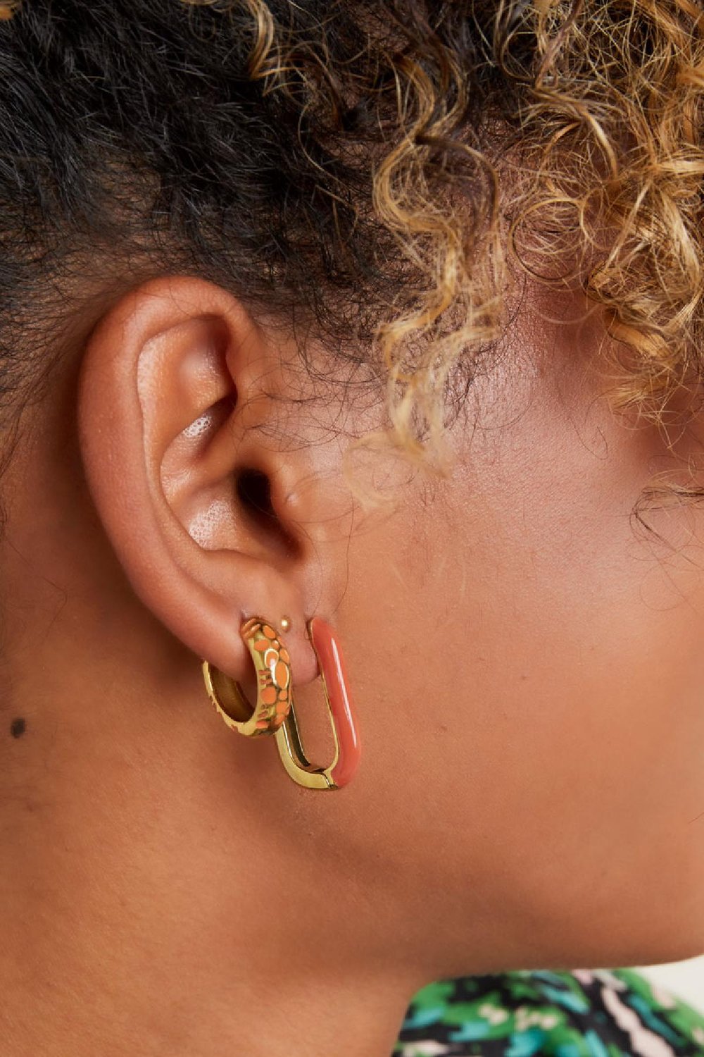 Regtangle earrings color Coral Stainless Steel Picture5