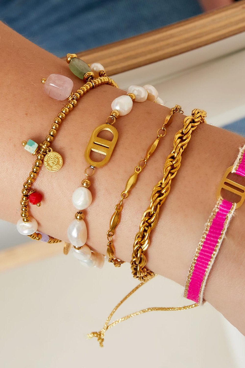 Good Life bracelet pearls Gold Color Stainless Steel Picture2